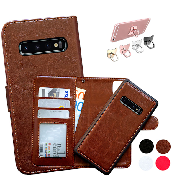 Samsung Galaxy S10 Plus - PU Læder Pung Etui Brun