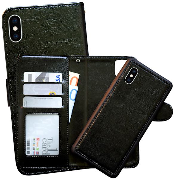 iPhone X/Xs - Plånboksfodral / Magnet Skal + Touchpenna Svart