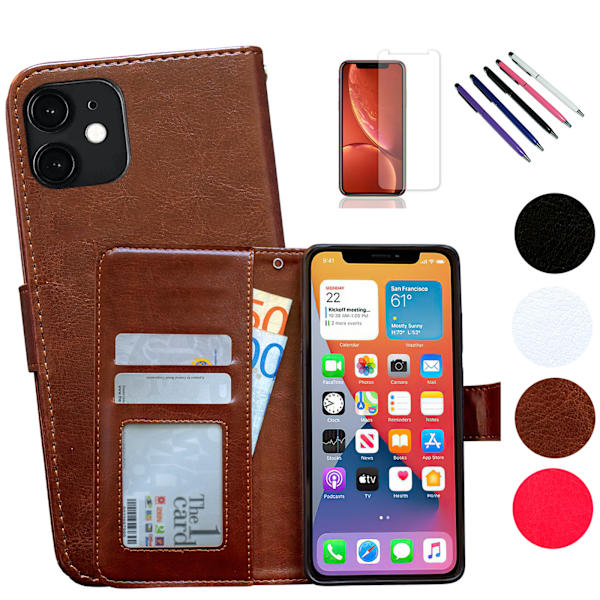 Suojaa iPhone 12 Mini - Nahkakotelo! Rosa