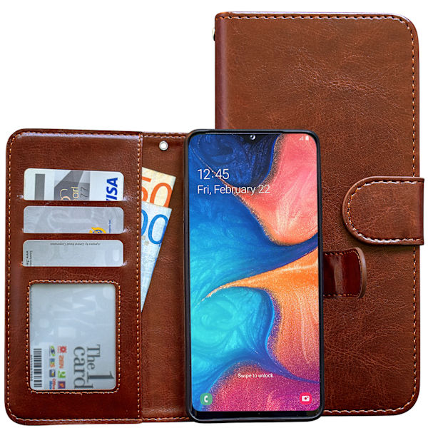 Samsung Galaxy A10 - PU-nahkainen case Brun