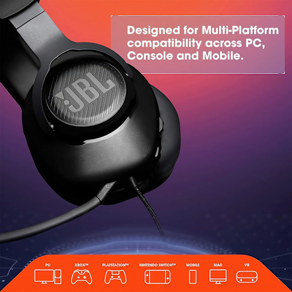 JBL Quantum 100 - Over-Ear Gaming Headphones med Fantastisk Lydk