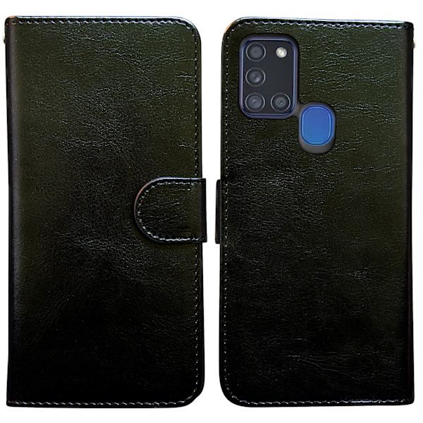 Samsung Galaxy A21s - PU Læder Pung Etui Svart