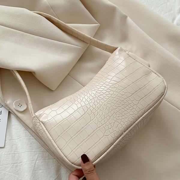Handväska i Alligator Mönster Axelväska för Modeälskare Beige