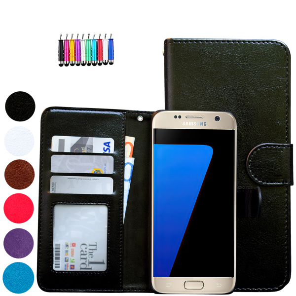 Lædertaske til Samsung S7 Edge + Touch Pen Brun