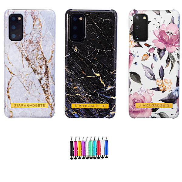 Samsung Galaxy S20 - Beskyttelse af etui Blomster / Marmor Svart