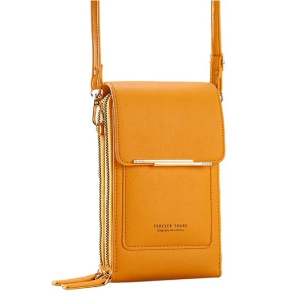 Crossbody skuldertaske til kvinder Mobiltelefon, kortholder pung Mustard M