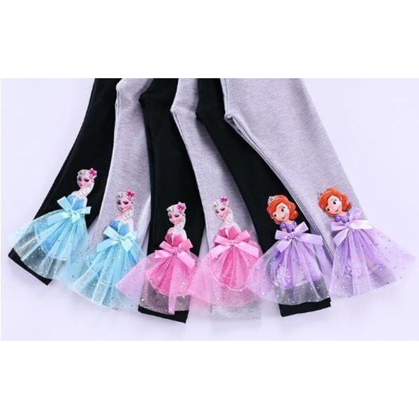 Princess sommar 3D-byxor-Elsa-Belle-Rapunzel-Aurora Elsa black trouser 120 cm one size