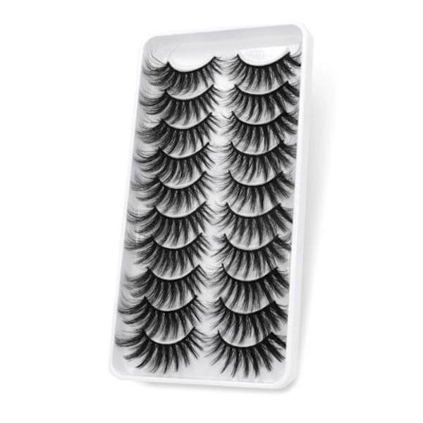 10-pair false eyelashes - 3D faux mink (3D-139) + Gift Black one size