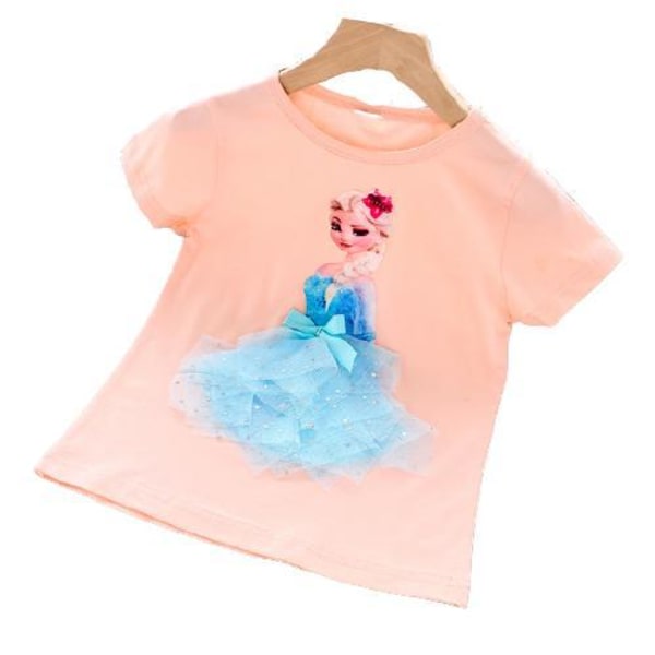 Prinsesse sommer 3D T-shirts & bukser-Elsa-Belle-Rapunzel-Aurora Elsa orange140 cm one size