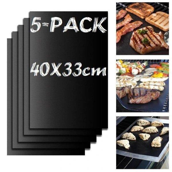 5-Pcs Barbecue grill & oven mat non stick reusable baking mat Grill Mats 5 pcs one size