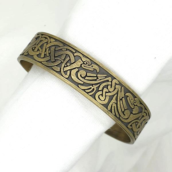 Phoenix Totem viking öppet justerbart armband Guld one size