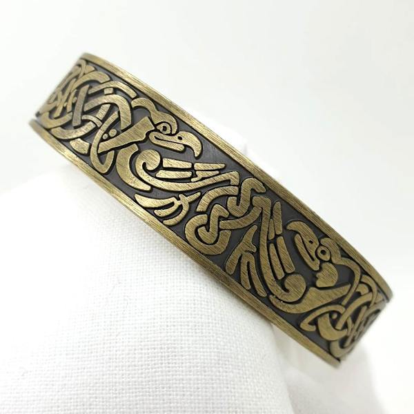 Phoenix Totem viking öppet justerbart armband Guld one size