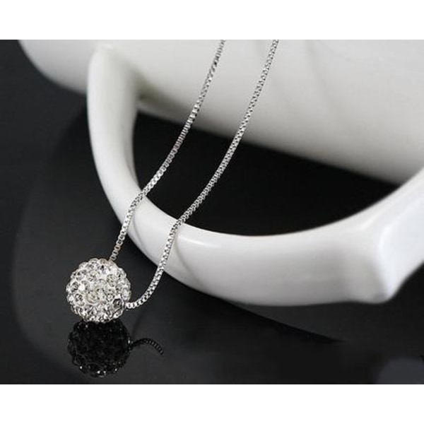 Necklace with full shinning diamond ball. 925 Sliver!! Silver one size