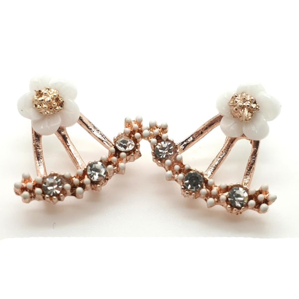 Earring tops studs Daisy flower two sided Pink gold M