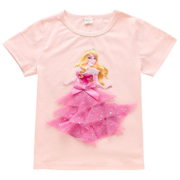 Princess sommar 3D T-shirts & byxor-Elsa-Belle-Rapunzel-Aurora Aurora orange120 cm one size