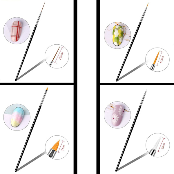 15 st Nail art set prickmålning lack pensel penna Verktyg Red one size