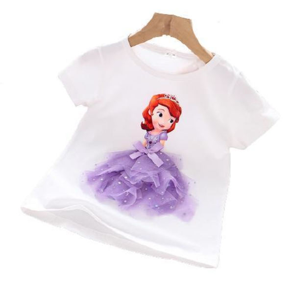 Princess sommar 3D T-shirts & byxor-Elsa-Belle-Rapunzel-Aurora Rapunzel white 100 cm one size