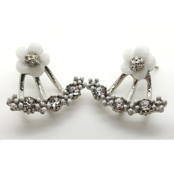 Earring tops studs Daisy flower two sided Silver M