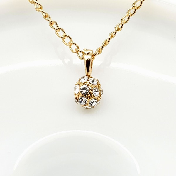 Guld bønnevedhæng halskæde med fuld diamant 18 K forgyldt Gold one size