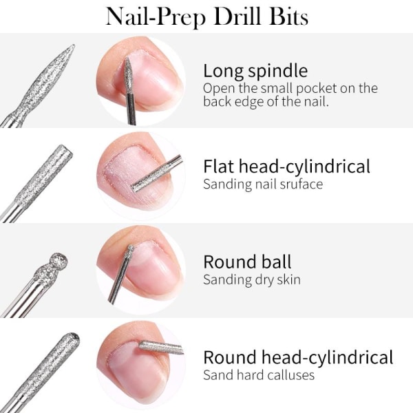 30 kpl Nails poranterät manikyyri pedikyyri setti Silver Nail drill bits one size
