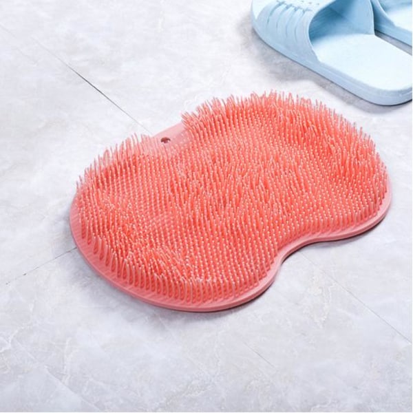 Non Slip Bath Silicone Shower Foot Scrubber and Back Massager Pink one size
