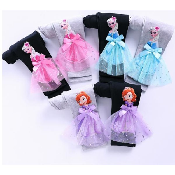 Princess sommar 3D-byxor-Elsa-Belle-Rapunzel-Aurora Elsa black trouser 110 cm one size