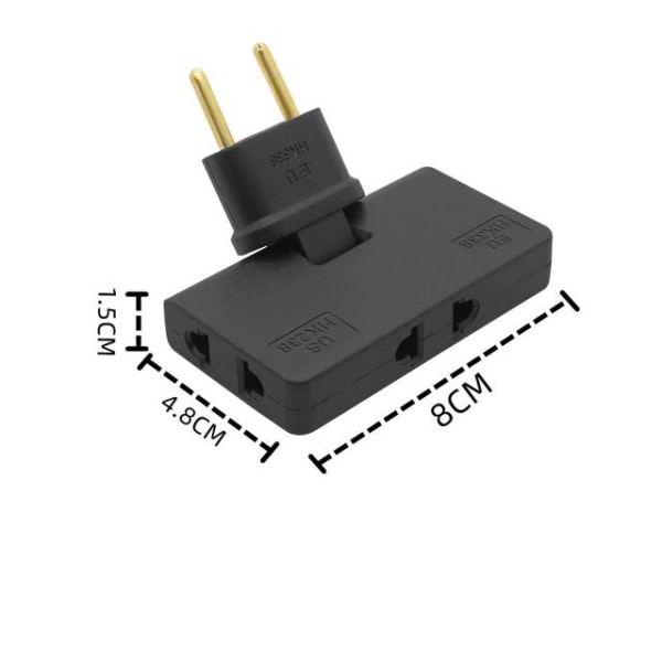 Roterbar Eu Plug Converter 3 In 1 180 graders förlängningsplugg Black M