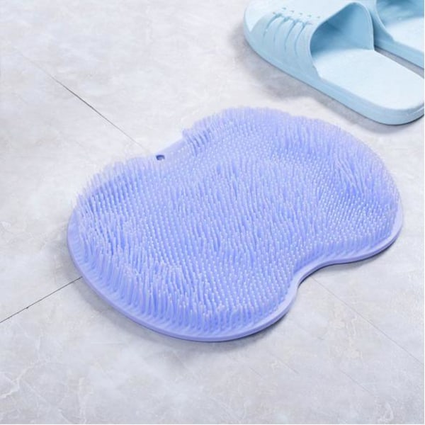 Non Slip Bath Silicone Shower Foot Scrubber and Back Massager Blue one size