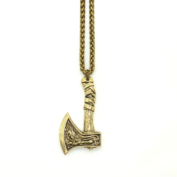 Viking Odin axe varg & korps slaviska  halsband & hänge Bronze one size