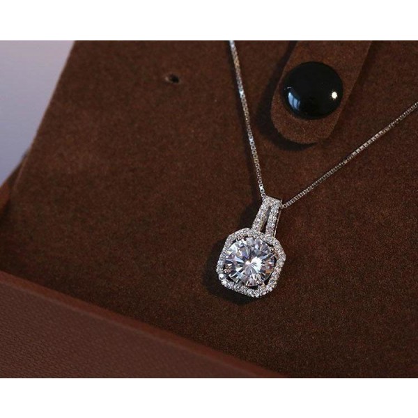 Diamond pendant necklace 925 silver Silver one size