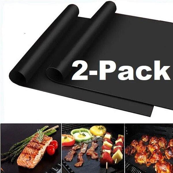 2 Pack Barbecue grill & oven mat non stick reusable baking mat Grill Mats 2 pcs one size
