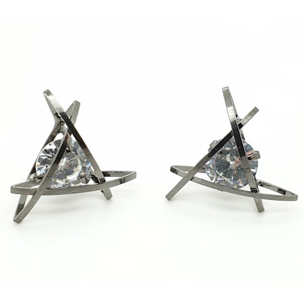 Triangle earring with single diamond Grey M