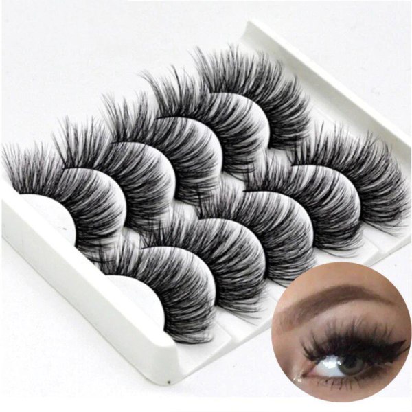 5-par lösögonfransar - 3D faux mink (G-48) G48 one size