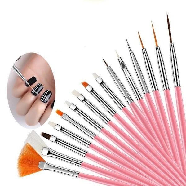 15 st Nail art set prickmålning lack pensel penna Verktyg Red one size
