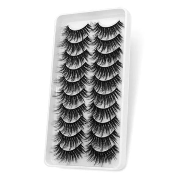 10-pair false eyelashes - 3D faux mink (3D-149) + Gift Black one size