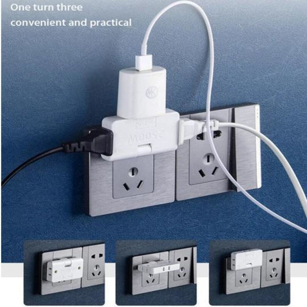 Pyöritettävä Eu-pistokemuunnin 3 in 1 180 asteen jatkopistoke Black M