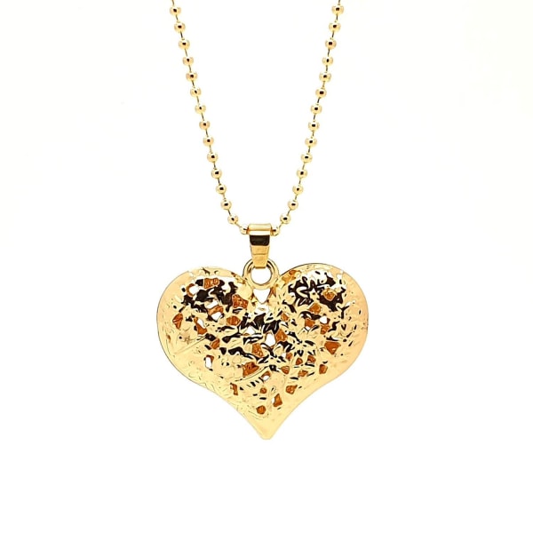 Hollowing out heart pendant necklace 18 K gold plated Gold one size