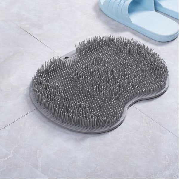 Non Slip Bath Silicone Shower Foot Scrubber and Back Massager Gray one size