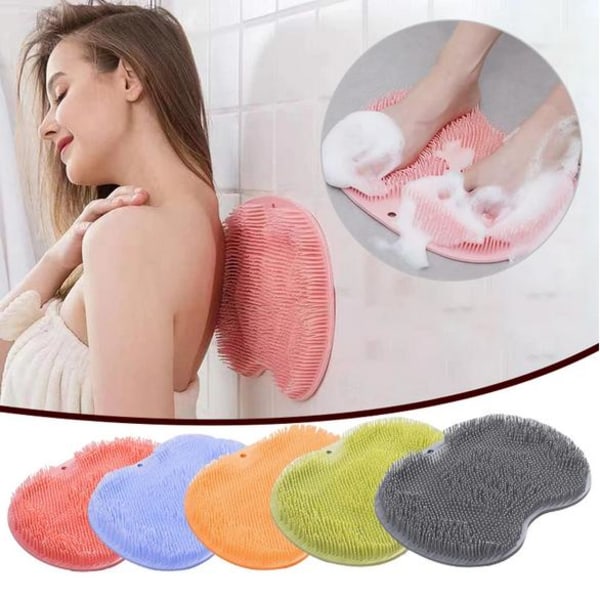 Non Slip Bath Silicone Shower Foot Scrubber and Back Massager Blue one size