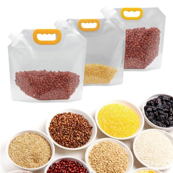 5 pakkauksen Multi-Grain-ruoan säilytyspussit. Transparent 1L
