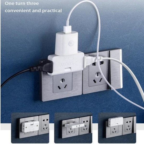 Roterbar Eu Plug Converter 3 In 1 180 graders förlängningsplugg White M