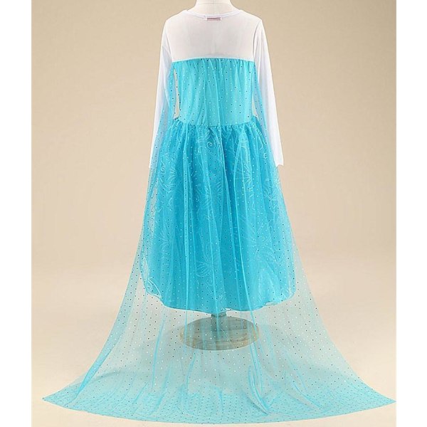 Elsa Princess kjole +4 ekstra tilbehør Blue 140 cm