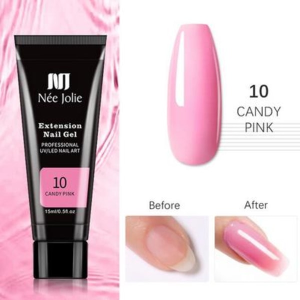 Polygel negle 15g Candy Pink 10 one size