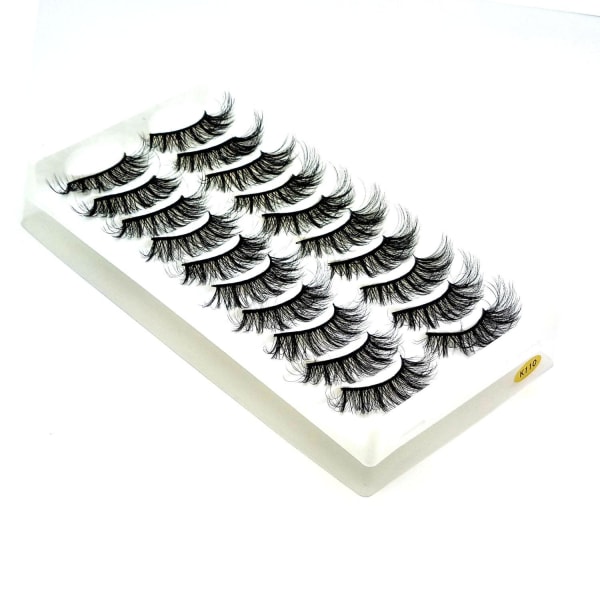10-par falske øjenvipper - 3D faux mink (k-110) +Gave Black one size
