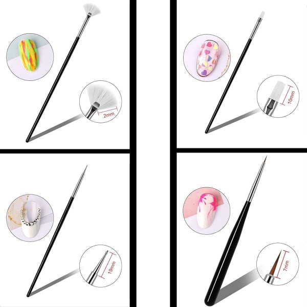 15 st Nail art set prickmålning lack pensel penna Verktyg White one size