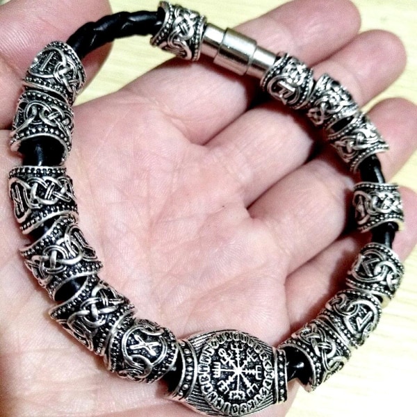 Runic Runes charm pärlor viking armband Silver one size