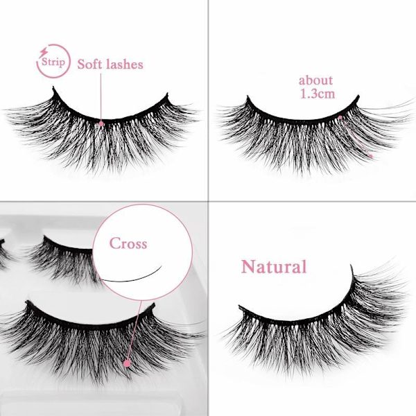 Irtoripset 5 para - 3D faux mink (G-603) Black one size