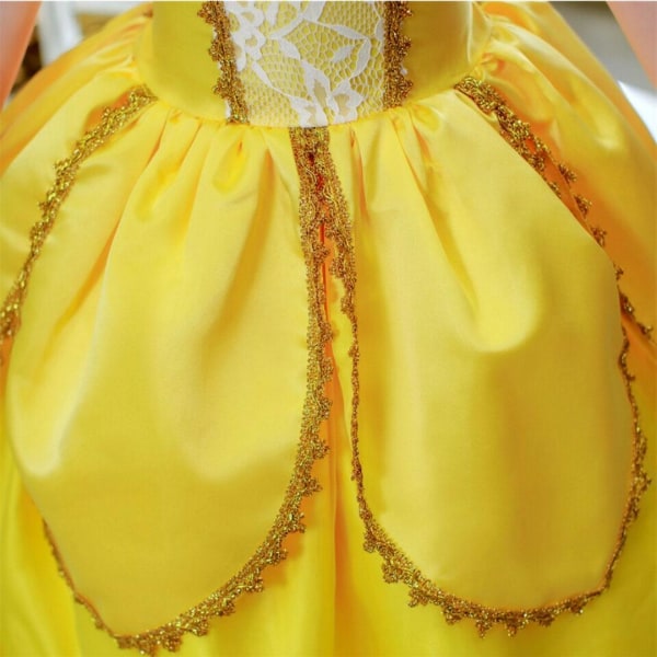 Prinsesse Belle kjole Skønheden og udyret  + 8 ekstra tilbehør 100 cm one size