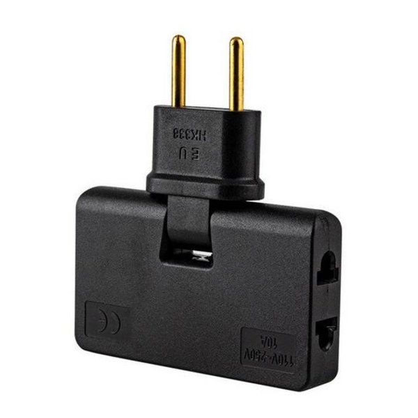 Roterbar Eu Plug Converter 3 In 1 180 graders förlängningsplugg Black M