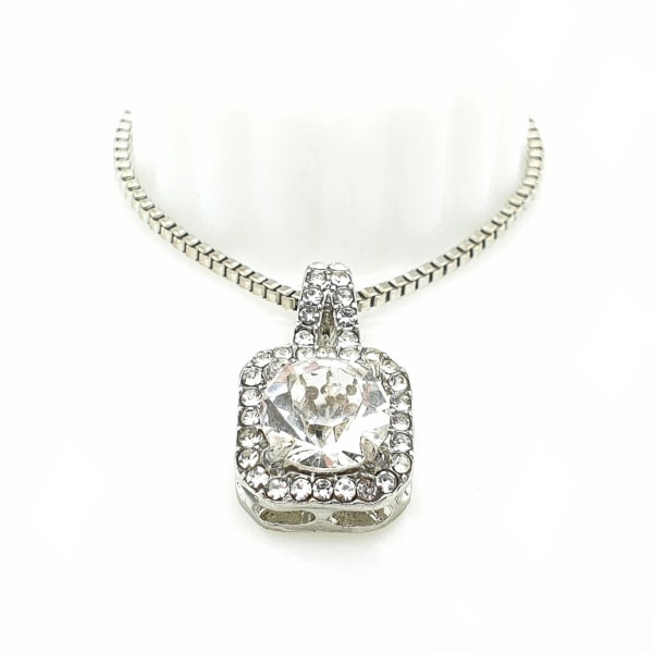 Diamant vedhæng halskæde 925 sølv Silver one size